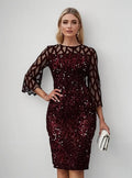 Vestido De Fiesta Con Lentejuela Vg 78 Rojo M