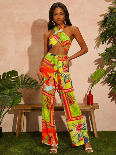 Entero Jumpsuit Mono Estampado Tropical Playa El 124