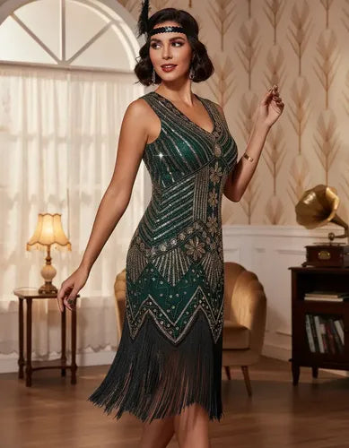 Vestido De Baile Retro Gatsby, Años 20 Charleston  Va 633