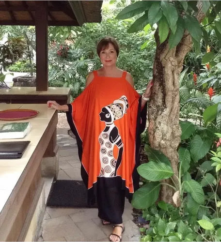 Vestido Blusón Afro Talla Grande Hombros Descubiertos Vd 89