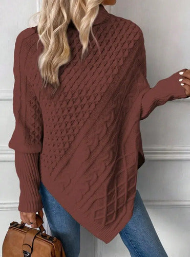 Ruana Poncho Tejido Chal De Punto Tapado Mujer Bb 32