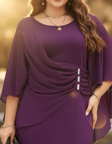 Vestido Talla Grande Fiesta Manga Capa Vg 43