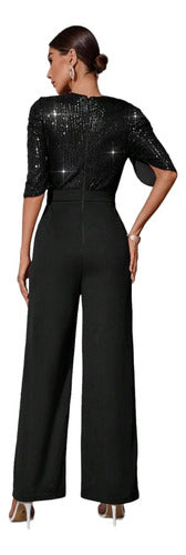 Entero Jumpsuit Mono Negro Fiesta Sin Cinturón El 63