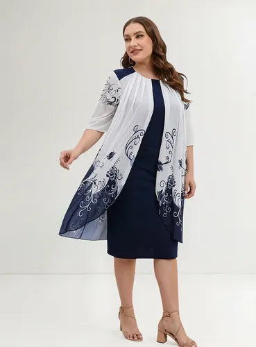 Vestido Fiesta Talla Grande Estampado Floral Vg 131