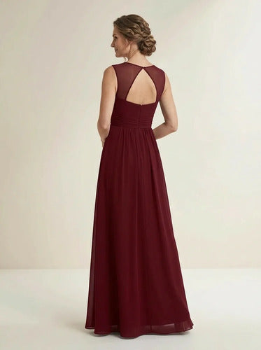 Vestido largo de gala de gasa escote V