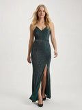 Vestido largo bodycon escote V con tajo
