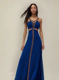 Vestido De Fiesta Largo Graduación Crop Top Td 29 Azul 40