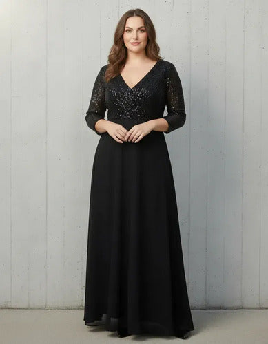 Vestido evasé largo al tobillo talla grande