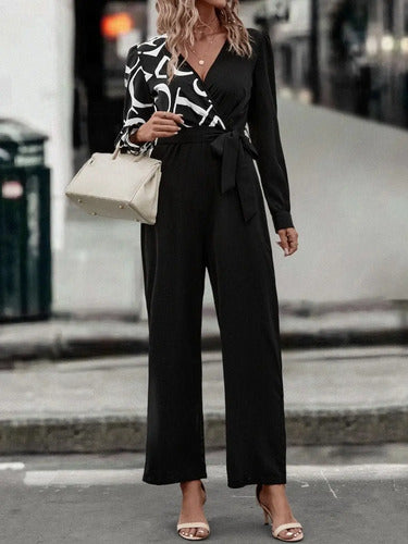 Entero Jumpsuit Mono Manga Larga Fiesta  El 130 Negro S