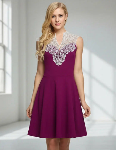 Vestido Burdeo  Y Purpura Tallas Grande Va 66