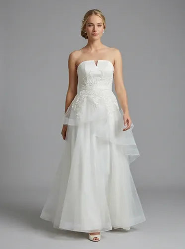 Vestido largo de novia hombros descubiertos