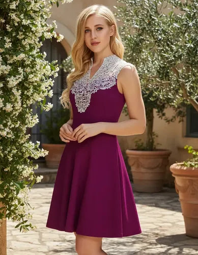 Vestido Burdeo  Y Purpura Tallas Grande Va 66