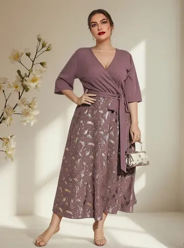 Vestido Escote Cruzado Estampado Talla Grande  Vg 107