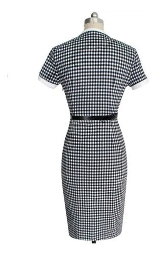 Vestido Negro Blanco Formal Ajustado Va 101 Blanco L