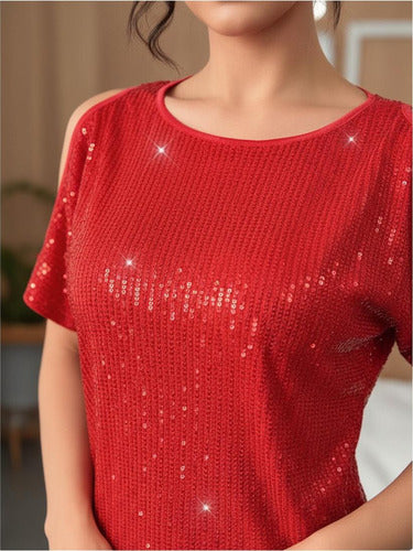 Polera Remera Blusa Mujer Fiesta Lentejuelas Bb 49