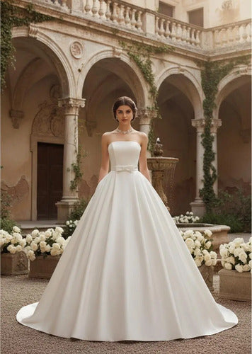 Vestido De Novia Corte A Strapless Con Bolsillos Nz 01