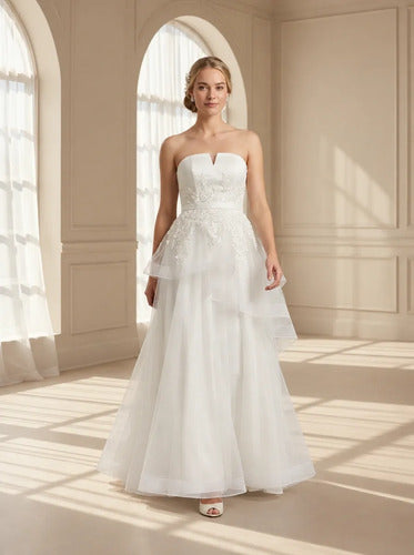 Vestido largo de novia hombros descubiertos