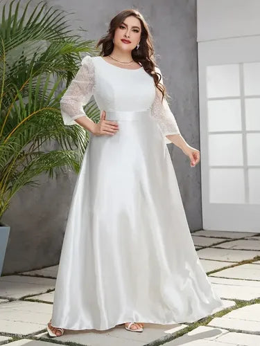 Vestido Novia Largo Blanco Talla Grande Ns 09 Blanco 4xl