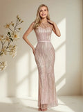 Vestido Fiesta Largo Matrimonio Graduación Lentejuela Ep 222