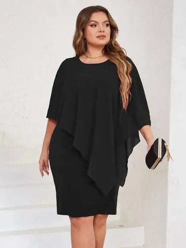 Vestido Fiesta Talla Grande Manga Capa Vg 132