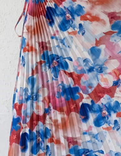 Vestido Plisado Escote Cruzado Sin Mangas Va 516