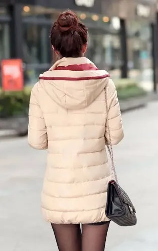 Parka Color Crema Larga Mujer Crema S