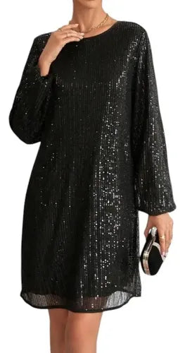 Vestido Negro Fiesta Lentejuelas