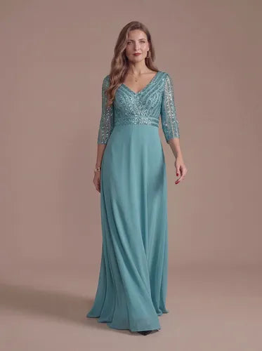 Vestido evasé largo al tobillo de gasa