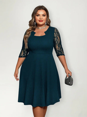 Vestido Talla Grande Acampanado Vg 155