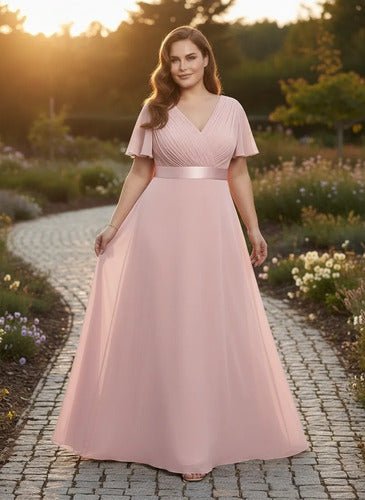 Vestido evasé largo de graduación talla grande