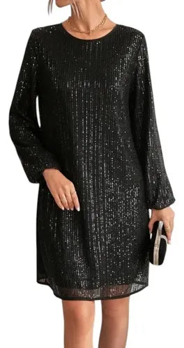 Vestido Negro Fiesta Lentejuelas