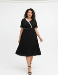 Vestido Fiesta Talla Grande Plisado Manga Vg 154 Negro 3xl