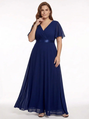 Vestido evasé largo al tobillo burdeo talla grande