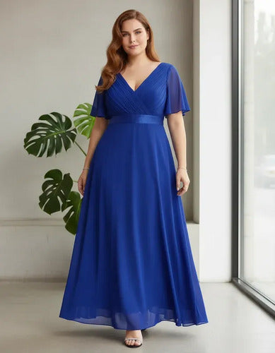 Vestido evasé largo al tobillo burdeo talla grande