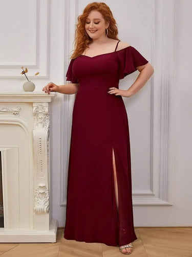 Vestido Fiesta Largo Talla Grande Hombros Descubierto Ep 198