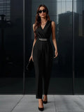 Entero Jumpsuit Mono Negro Fiesta Cadena El 123