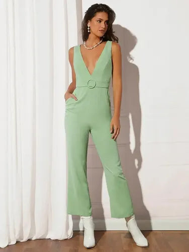 Entero Jumpsuit Mono Escote Profundo Bolsillos Fiesta  El 96