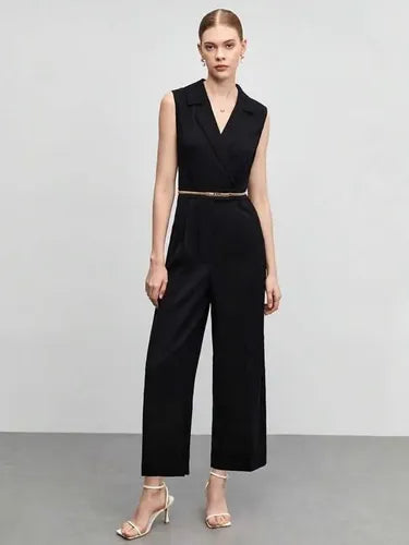 Entero Jumpsuit Mono Cuello Con Solapa Sin Cinturón El 203