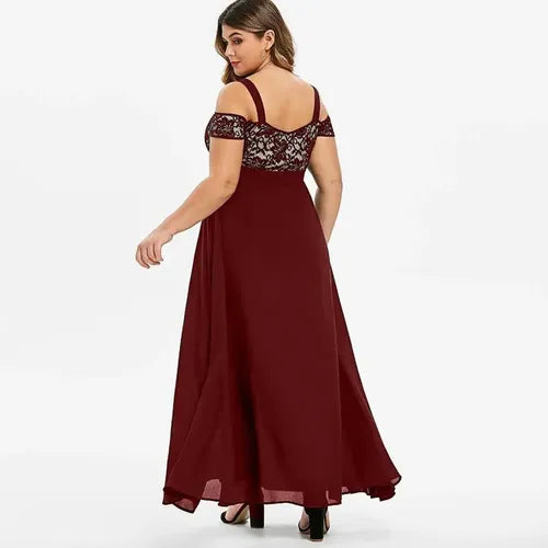 Vestido  Talla Grande Burdeo Morado Largo Pantorrilla  Vg 79