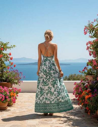 Vestido Largo Bohemio Playa Estampado Floral Verano