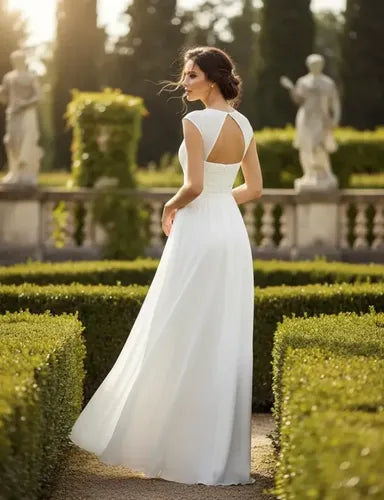 Vestidos Fiesta Gasa Novia Gala Espalda Descubierta Ep 67c Blanco 6