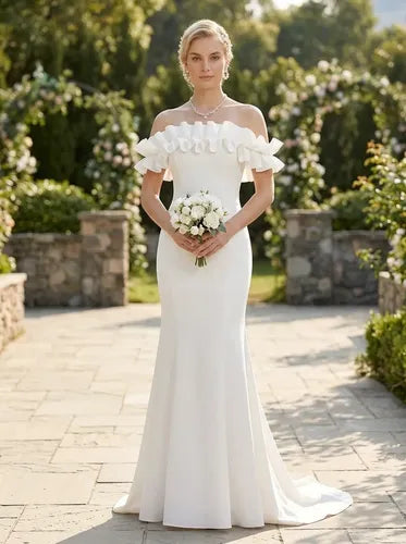 Vestido de novia sirena con cuello bote