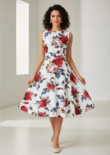 Vestido Vintage Pin Up, Swing Y Años 50, Rockabilly Va 193 Blanco S