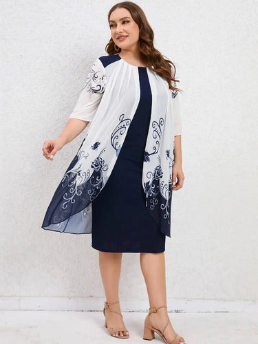 Vestido Fiesta Talla Grande Estampado Floral Vg 131