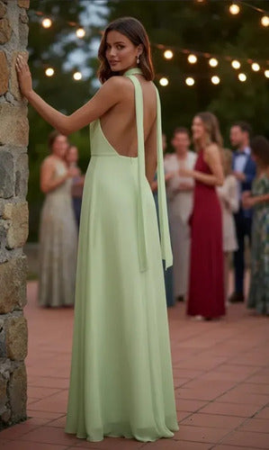 Vestido largo corte princesa escote V