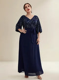 Vestido Fiesta Largo Matrimonio Bordado Talla Grande  Ep 435 Azul L