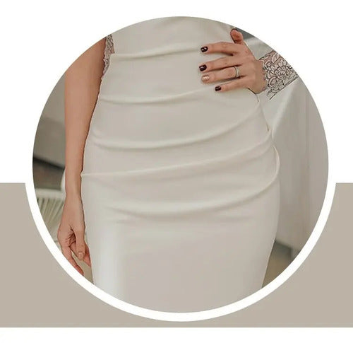 Vestido Blanco Novia Civil Fiesta Pequeño Busto Hq  31 Blanco M