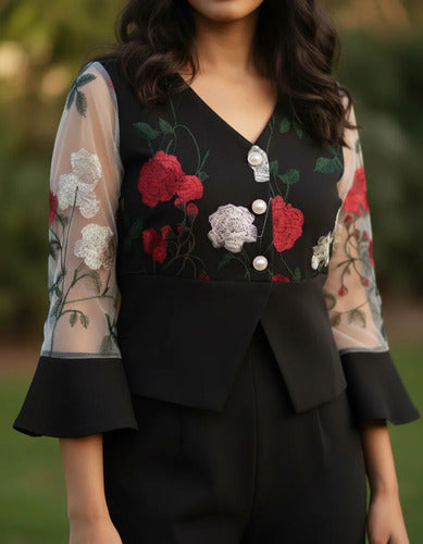 Traje Mujer Conjunto Blusa Pantalón Entero  Hq 25