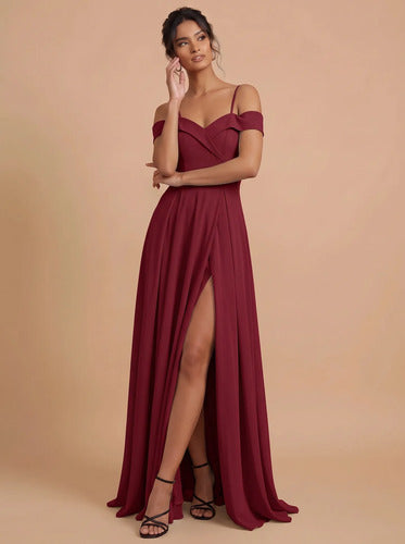 Vestido largo hombros descubiertos corte princesa