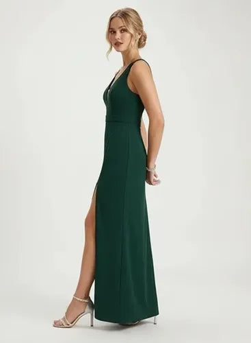 Vestido largo de gala escote V